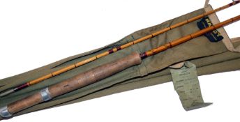 ROD: Hardy JJH Triumph Palakona 8'9" 2 piece cane fly rod, post numbered late model, burgundy