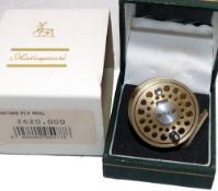 MINIATURE REEL: Shakespeare miniature Worcestershire Fly Reel by JW Young, 1.1" diameter, gold