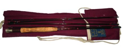 ROD: Hardy Sovereign Smuggler 9' 5pce carbon trout fly rod, burgundy blank, line 6/7, cork handle,