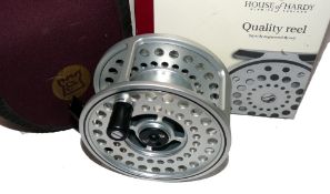 REEL: Hardy Ultralite Disc LA 9/10 alloy salmon fly reel, RHW, in unused condition, silver finish,
