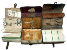 Wallets: (3) FT Williams early leather fly wallet, Lincolns Inn address, strap and buckle some