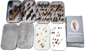 FLY BOXES: (5) Collection of 5 Wheatley alloy fly boxes, incl. two filled with traditional fully