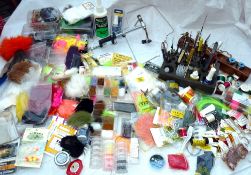 FLY TYING: A large collection of fly tying materials, furs, dubbing, silks and threads, feathers,