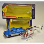 Corgi Toys Mazda B1600 Pick-Up No. 493 in blue and silver with original box, minor wear, box is in F