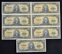 Cuba 1960 Banknotes 20 Pesos 'Banco Nacional De Cuba' serial numbers include 660669, 660668, 660666,