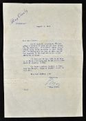 Autograph Bing Crosby 1903-1977 signed typed letter an American singer and actor, with a trademark
