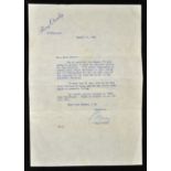 Autograph Bing Crosby 1903-1977 signed typed letter an American singer and actor, with a trademark