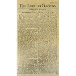 The London Gazette Newspaper 1684 dated 9 Oct - 13 Oct with information relating to the