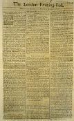 The London Evening Post Newspaper 1746 dated 4 Nov - 6 Nov contents include the trial of rebel