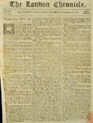 The London Chronicle Newspaper 1804 dated 13 Nov - 15 Nov containing information regarding the