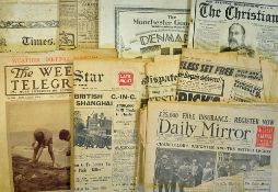 Assorted Selection of Newspapers and Ephemeras from 1910 onwards to include The Times (Memorial