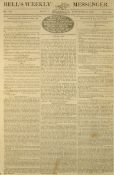 Bell's Weekly Messenger Newspaper 1823 dated 21 Sept contents include Proposed new gaol at Norwich