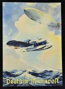 Aviation Hindenburg Airship and Flying Boat Aircraft Publication 1935 a beautiful illustration is on