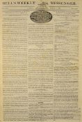 Bell's Weekly Messenger Newspaper 1823 dated 9 Mar contents include a Highway robbery by a female,