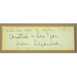 Royalty HRH Princess Alexandra signed Christmas message and print display The Honourably Lady