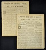 Lloyd's Evening Post and British Chronicle Newspaper 1760 dated 10 Dec - 12 Dec and 10 Sep - 12 Sept