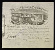 Great Britain Share Certificate Middleton & Tonge Cotton Mill Co Ltd 1875 certificate for 5