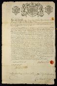 Privateer Official Admiralty Document 1758 during the 7 years' War against France manuscript