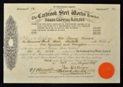 Great Britain The Carbrook Steel Works Ltd., Share Certificate 1899, Sheffield, share certificate
