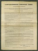 Carnarvonshire Turnpike Trust Poster 1842 giving details of Rules and regulations, Exemption of