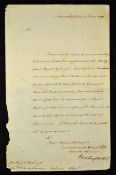 William IV Letter 1790 a letter addressed to William IV as Duke of Clarence serving as an officer on