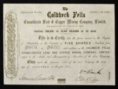 Great Britain Caldbeck Fells Consolidated lead & Copper Mining Co. Ltd. Share Certificate 1870
