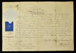 Royal Artillery Commission signed by 'Queen Victoria' dated 1857 made out to Henry Rogers Ievers (