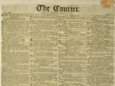 The Courier Newspaper 1819 dated 26 Mar contents include Spain has ceded the Floridas to the
