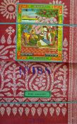 Indian Fabric Design and Labels a quantity of assorted fabrics with some labels stuck to fabric,