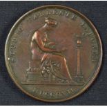 London Institution Bronze Membership Ticket c1820s. Obverse; Seated allegorical figure