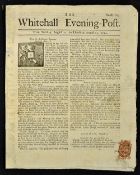 The Whitehall Evening Post Newspaper 1722 dated 21 Aug - 23 Aug information relating to