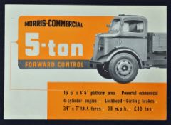 Automotive 'Morris Commercial' 5 Ton Standard Lorry Catalogue c1940s a detailed 4 page catalogue