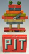 Wooden Clock teaching aid with colourful removable blocks and wooden balls below on a sliding