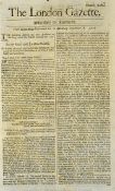The London Gazette Newspaper 1687 dated 22 Sept - 26 Sept containing information relating to