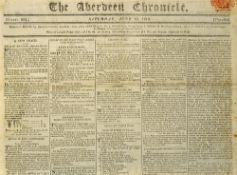 The Aberdeen Chronicle Newspaper 1819 dated 19 June contents include a public festival in