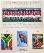 Fine 1997 British Lions rugby tour to South Africa signed display to incl Official 2nd Test Team