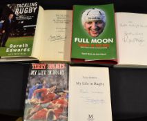 4x Wales related signed rugby books to incl "Inside The Camp-Wales Grand Slam 2012" official WRU