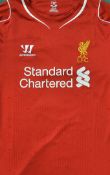 2014/15 Steven Gerrard Liverpool match issue football shirt home strip, includes Warrior sponsor and