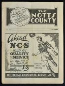 1946/47 Notts. County v Southend United football programme Division 3 in fair condition