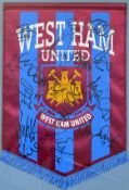 West Ham United signed Pennant displaying 15 signatures, overall 51 x 65cm, mfg