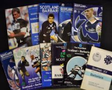 Collection of Barbarians v Scotland rugby programmes from 1970 onwards (10) to incl all played at