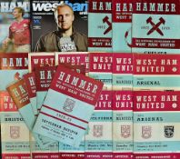 West Ham United 1960s onwards football programmes including predominantly 1960/70s and 1990s onwards