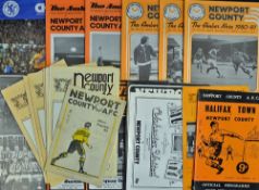 Selection of Newport County home football programmes to include 1946/47 Barnsley 1959/60 Wrexham,