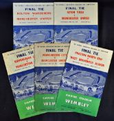 1950s FA Cup Final football programme selection including 1954 Preston North End v West Bromwich