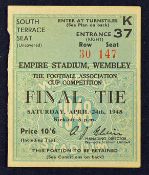 1946 & 1948 FA Cup Final Tickets at Wembley dated 27th April and 24th April, a minor tear to one