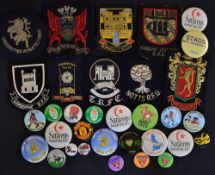 Collection of rugby club embroidered and braid blazer crests and metal pin badges - 9x various