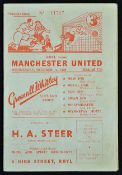 Scarce 1959/60 friendly Rhyl v Manchester United football programme dated 14 October, with slight