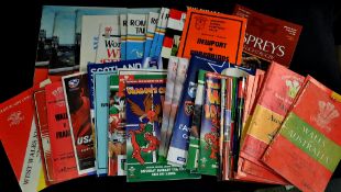 Collection of Welsh related big match rugby programmes from 1958 onwards to incl Autumn