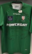 London Irish Official rugby shirt signed by British and Irish Lions rugby legends: to incl Willie