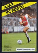 1987/8 European Super Cup Final Ajax v Porto football programme 21 Nov in Amsterdam, large format,